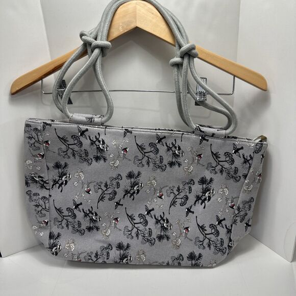 Farmhouse Is My Style Winter Birds Cotton Bag Purse Tote  18" - Picture 1 of 13